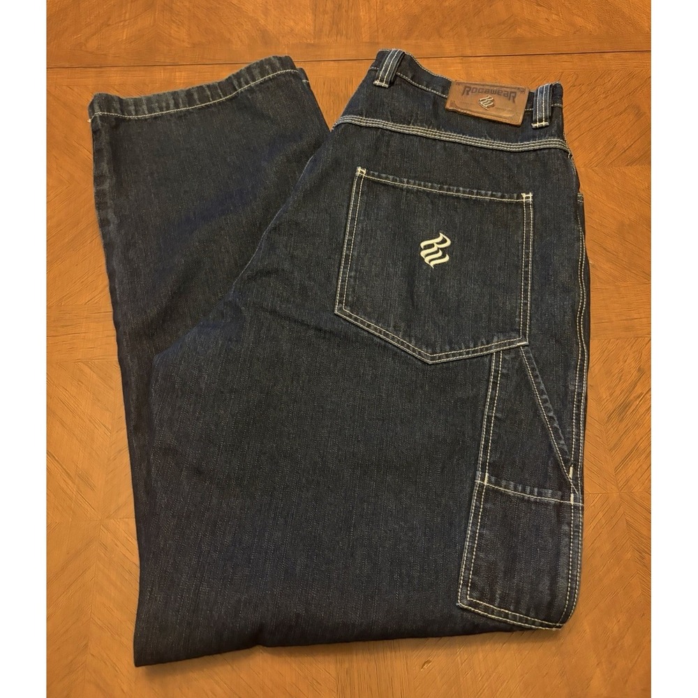 VTG Rocawear Carpenter Blue Jeans Baggy Wide Men's 90s Size 35x33 *Read